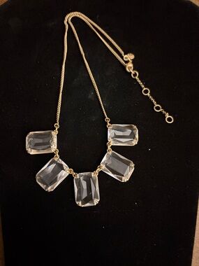 J. Crew Gold-Tone Necklace with Clear Rectangular Stones